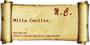 Milla Cecília névjegykártya